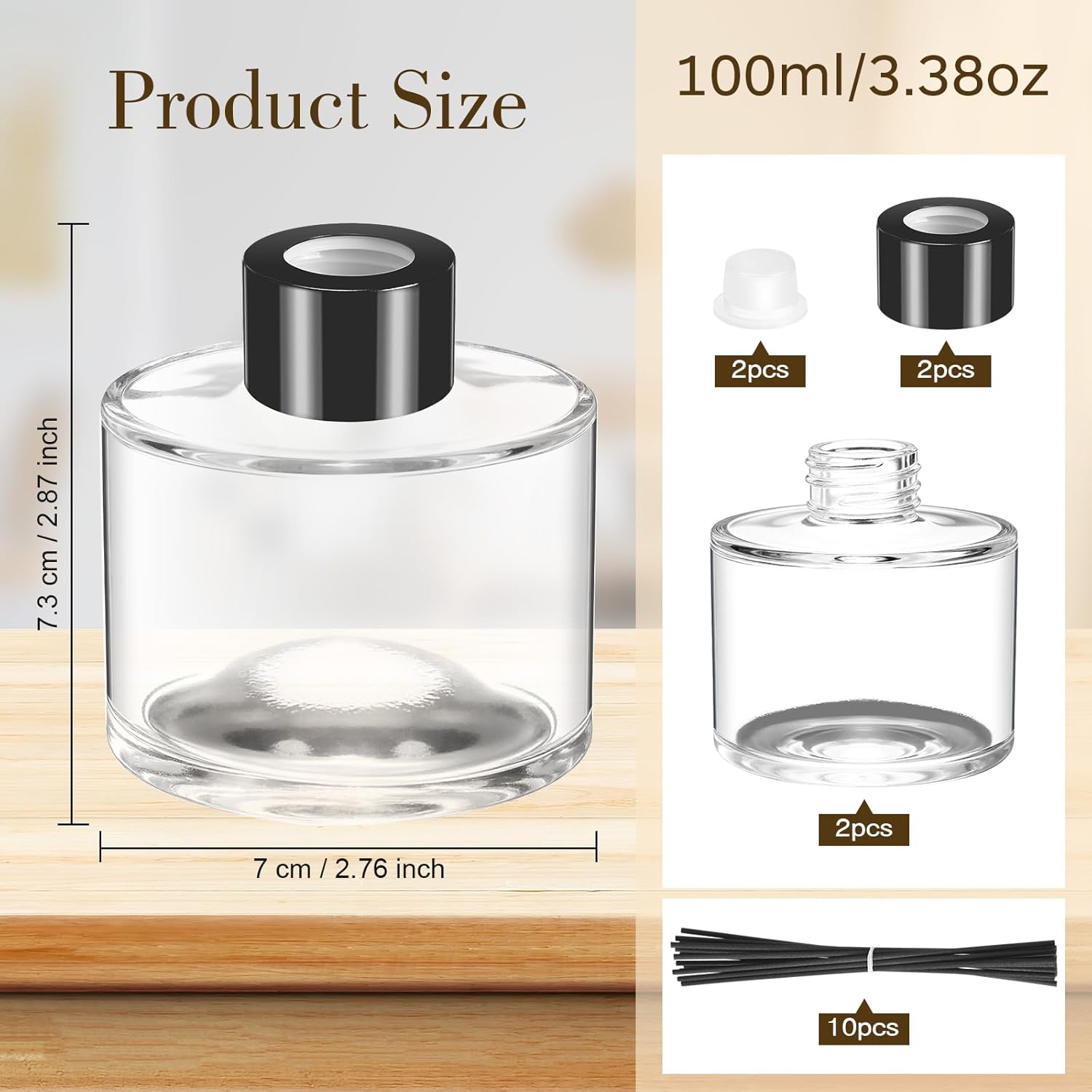 Chunful 2 Pack Refillable Reed Diffuser Bottles