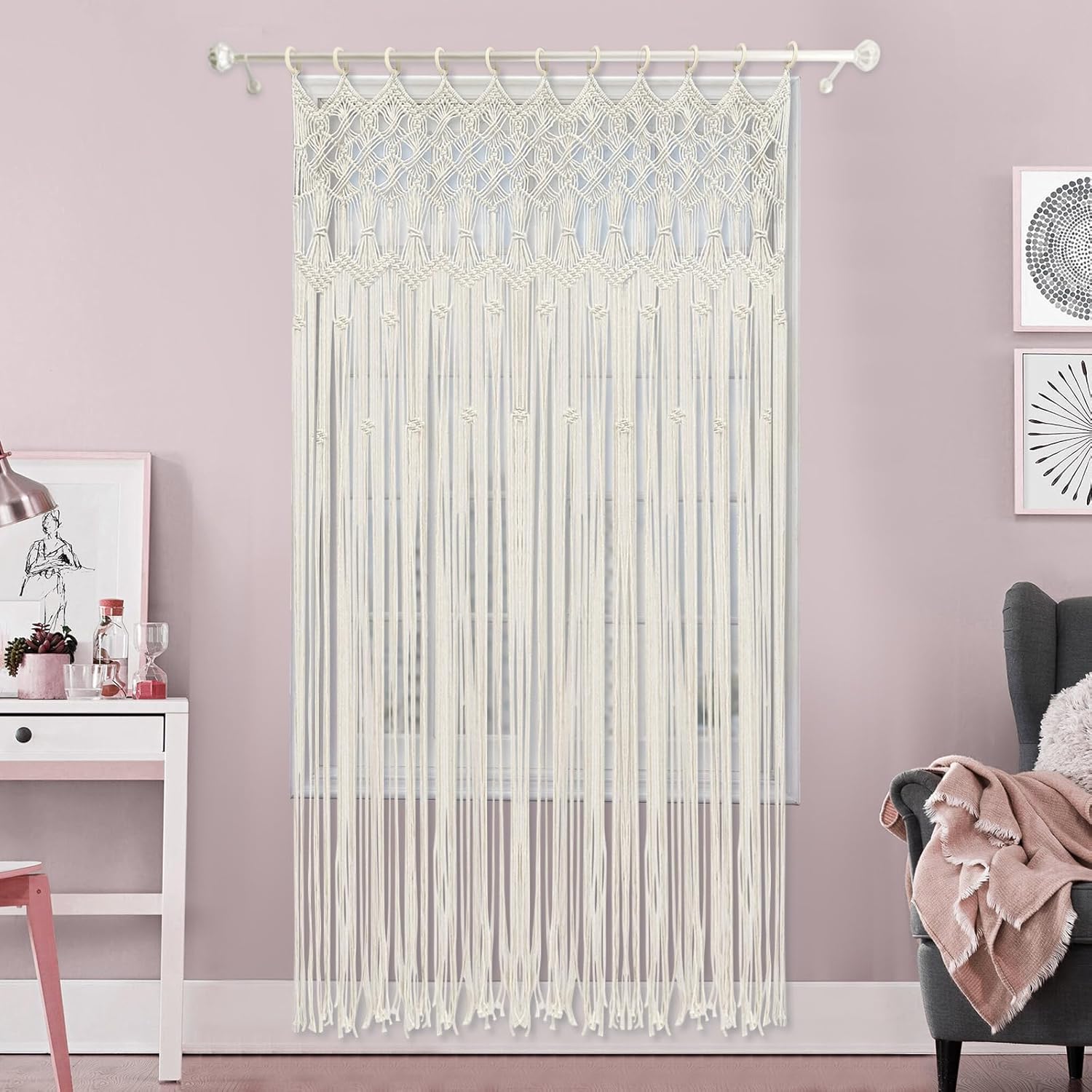 XUFOPLY Macrame Curtains Boho Window Room Divider