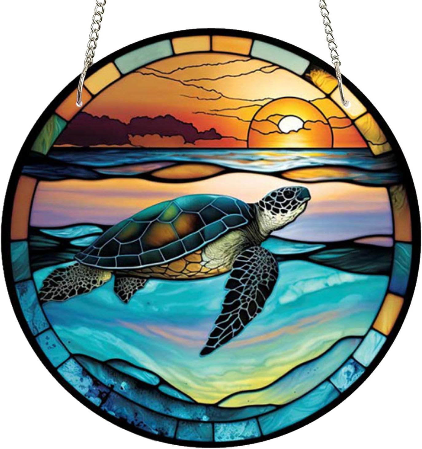 79 Inch Acrylic Window Hanging Decor Marine Turtle Design