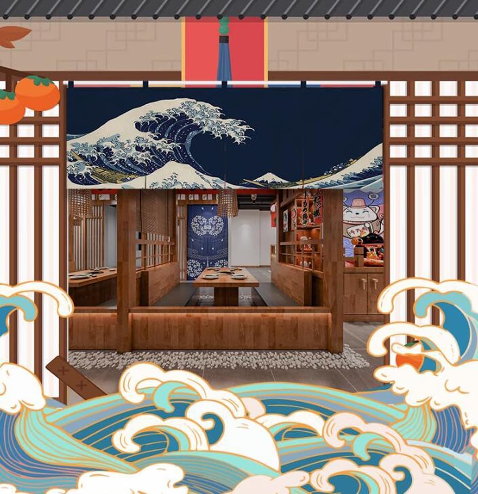 Japanese Sushi Bar Noren Curtain Short Doorway Panel W25