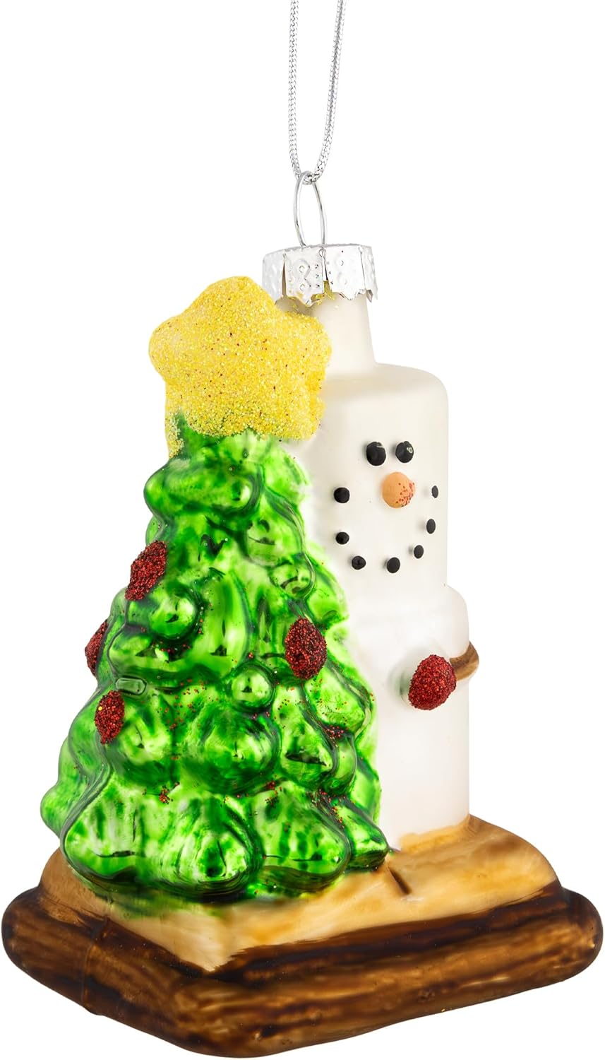 Northlight Smore with Tree Glass Christmas Ornament 325 White
