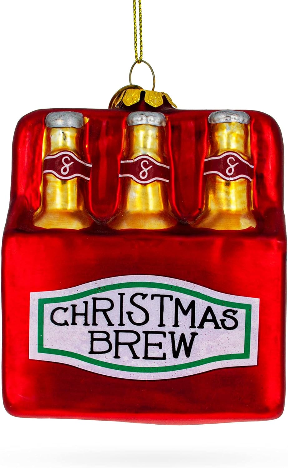 Festive Christmas Beer Blown Glass Ornament