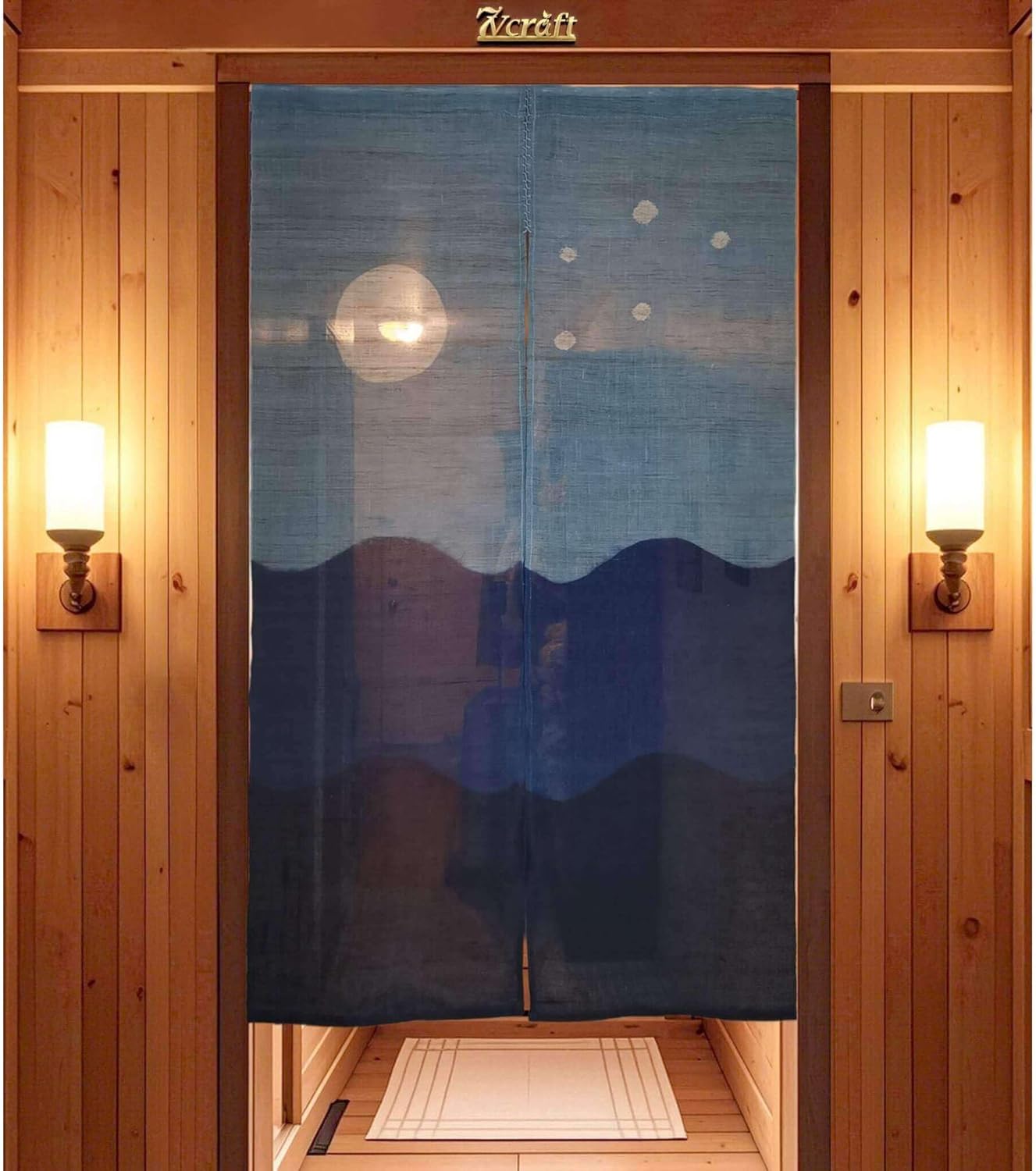 Natural Plant-Dyed Japanese Noren Curtain - Starry Night