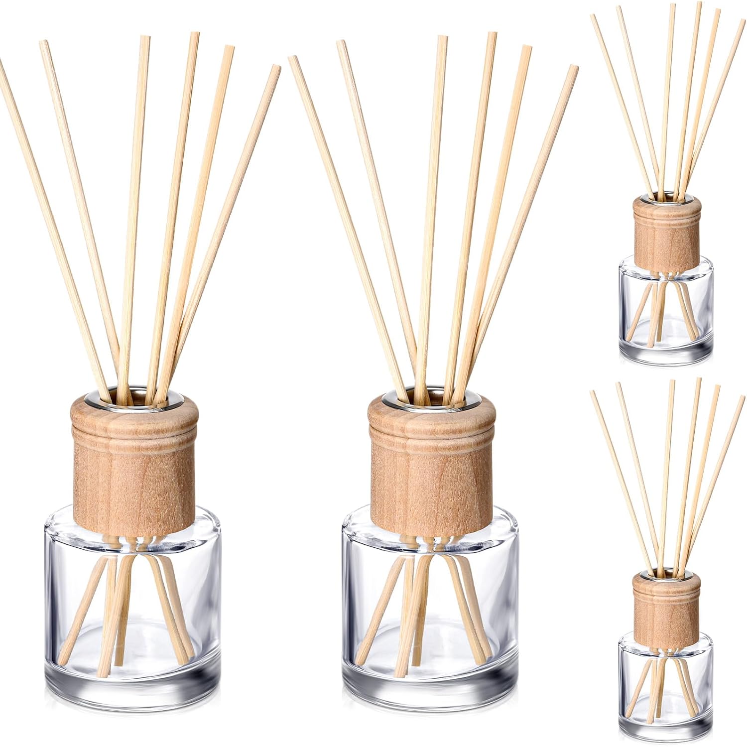 Roshtia 4 Piece Reed Diffuser Set with Wooden Caps and Rattan Sticks