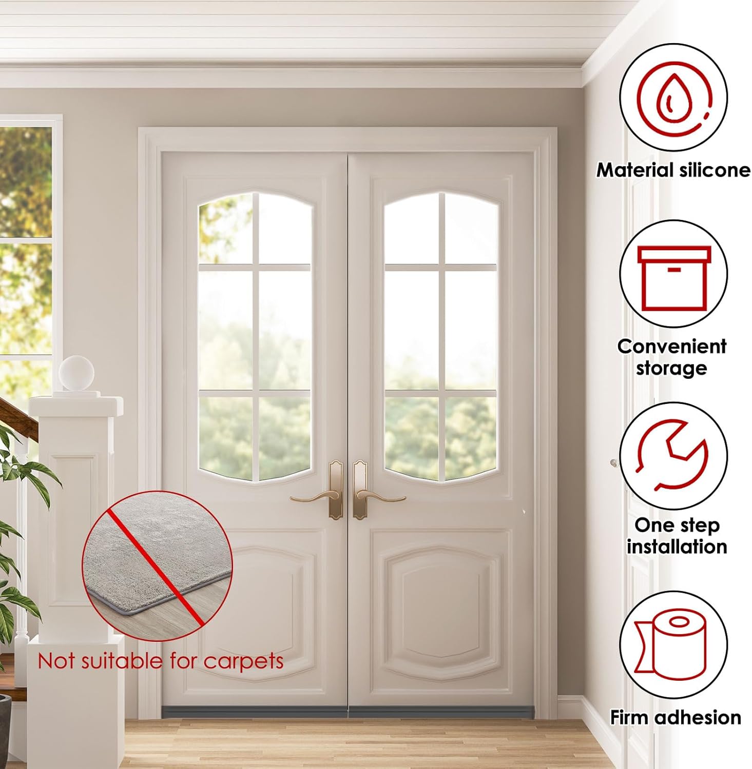 118 Inch Door Draft Stopper with Adhesive Backing
