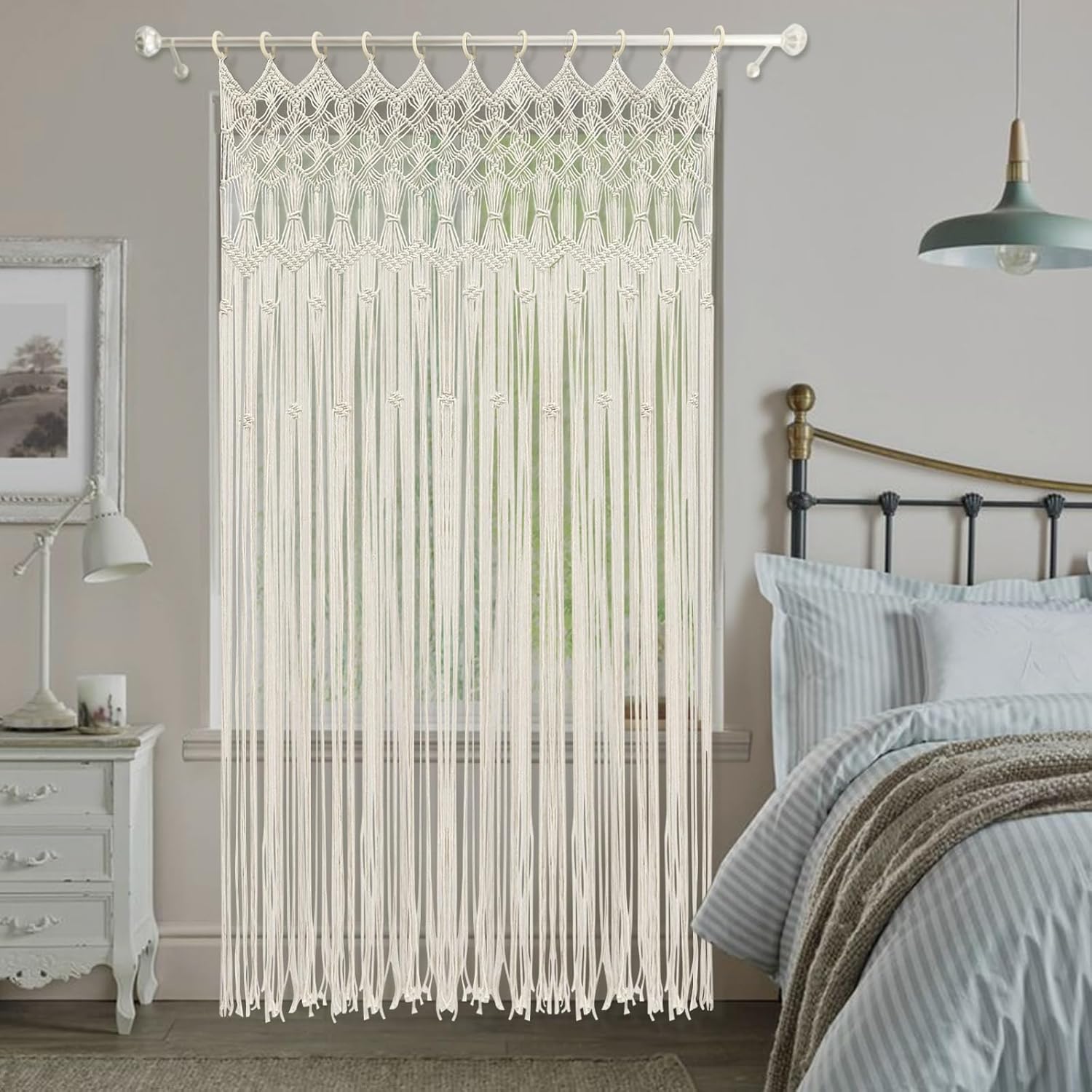 XUFOPLY Macrame Curtains Boho Window Room Divider