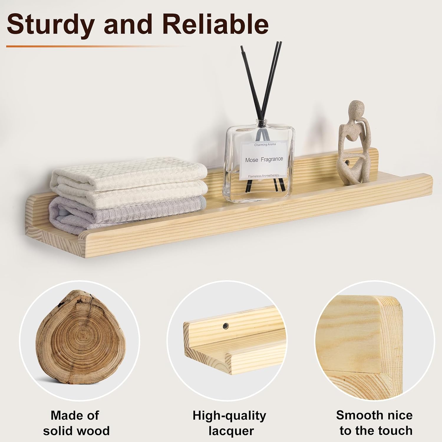 RANXFLOAT 165 Inch Set of 2 Wooden Floating Wall Shelves
