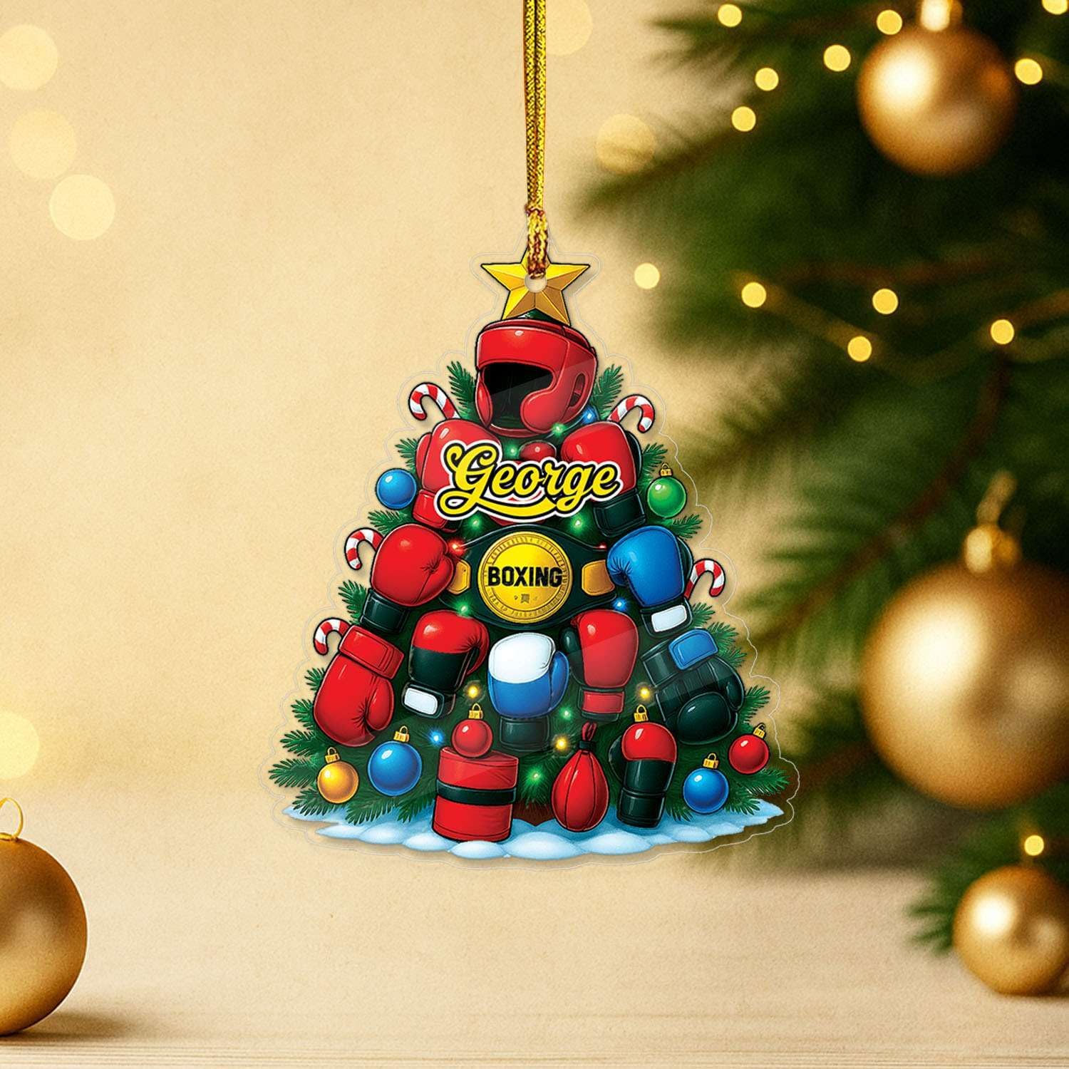 Custom Name Boxing Hanging Ornament 2025 Christmas Decor