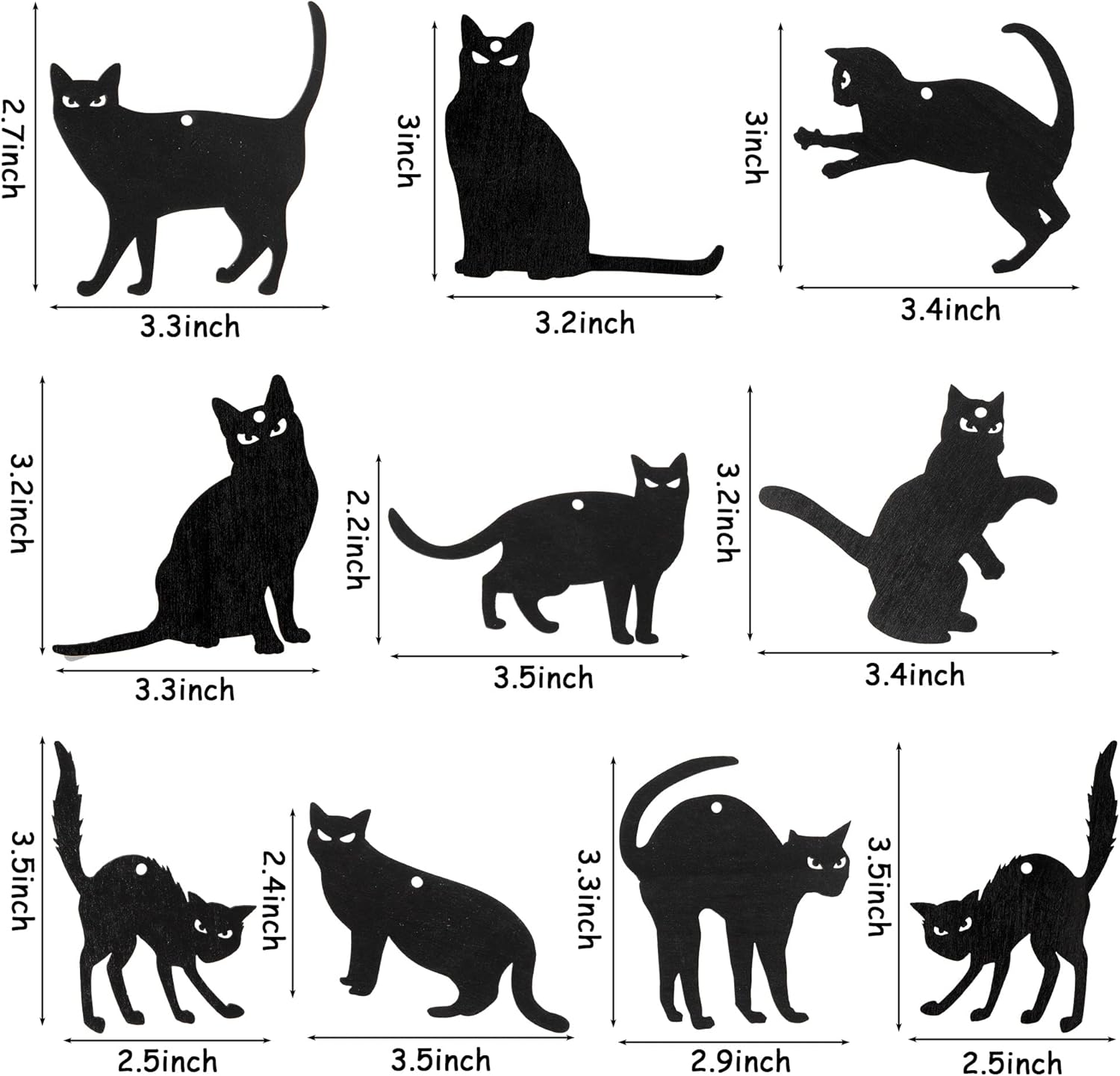 WATINC 31pcs Halloween Black Cat Wood Hanging Ornament