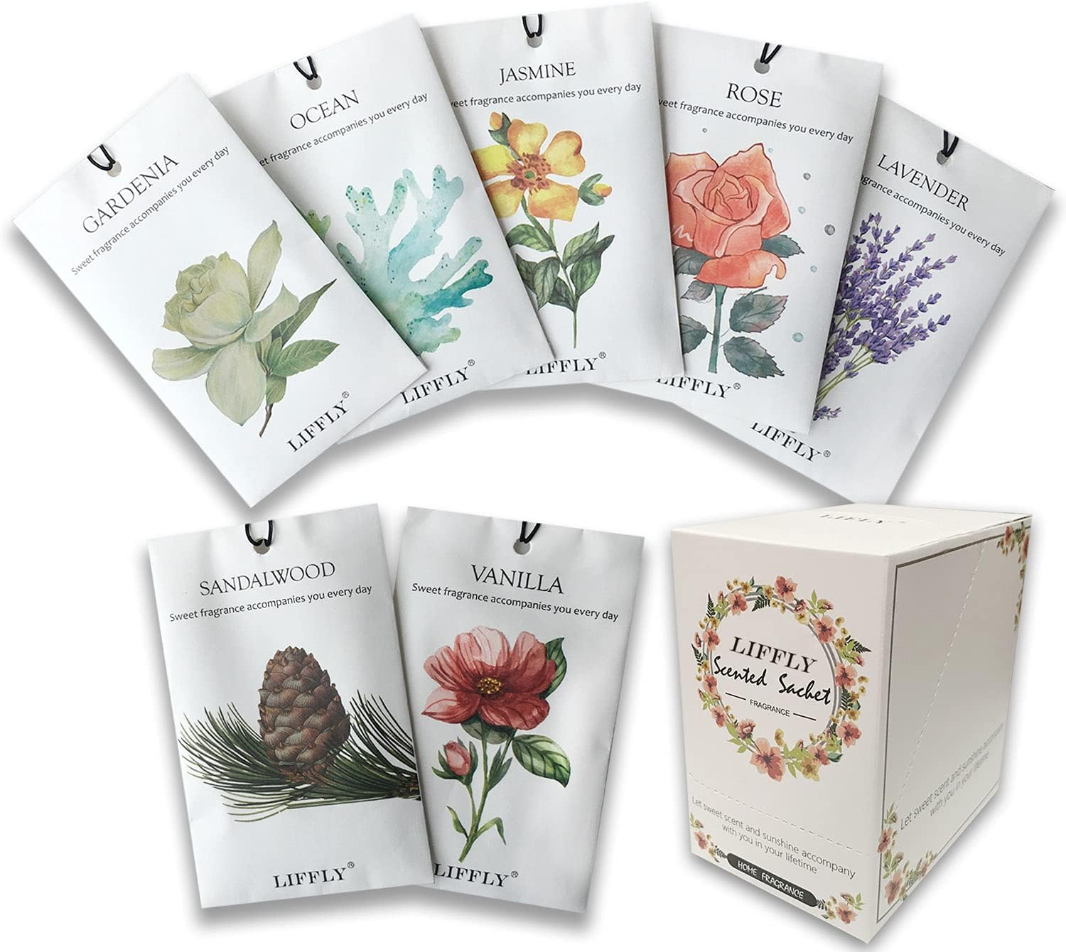 14 Pack Scented Sachets for Drawers Closets with 7 Different Scents
