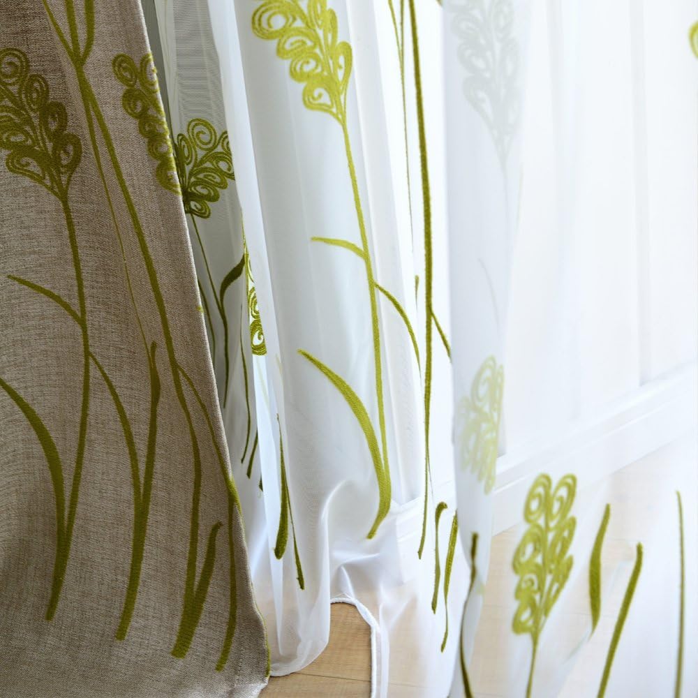 Melodieux Sheer Curtain with Wheat Embroidery 1