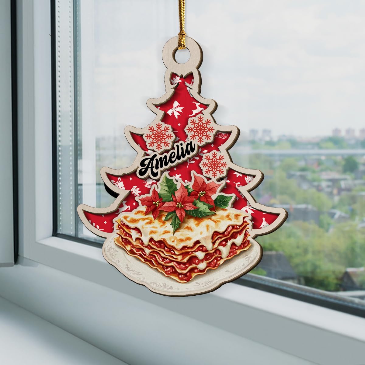 Personalized Lasagna Xmas 2-Layer Wooden Ornament