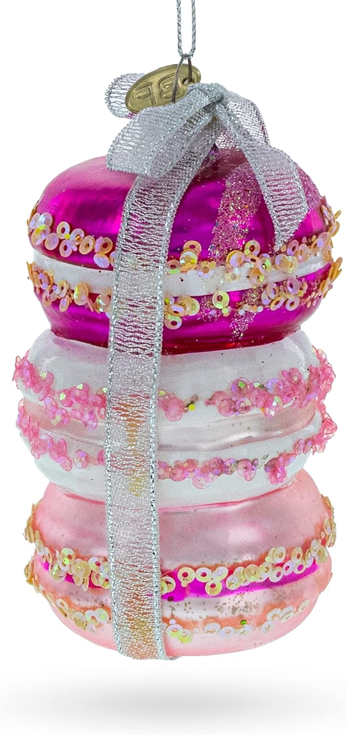 Gift Wrapped Macarons Blown Glass Christmas Ornament 1