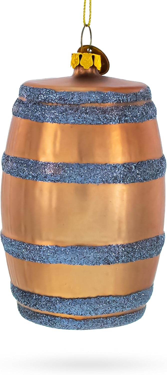 Aged Whiskey Barrel Glass Christmas Ornament