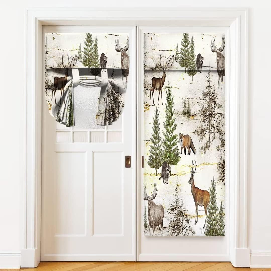 Rustic Door Curtain with Wild Animal Print