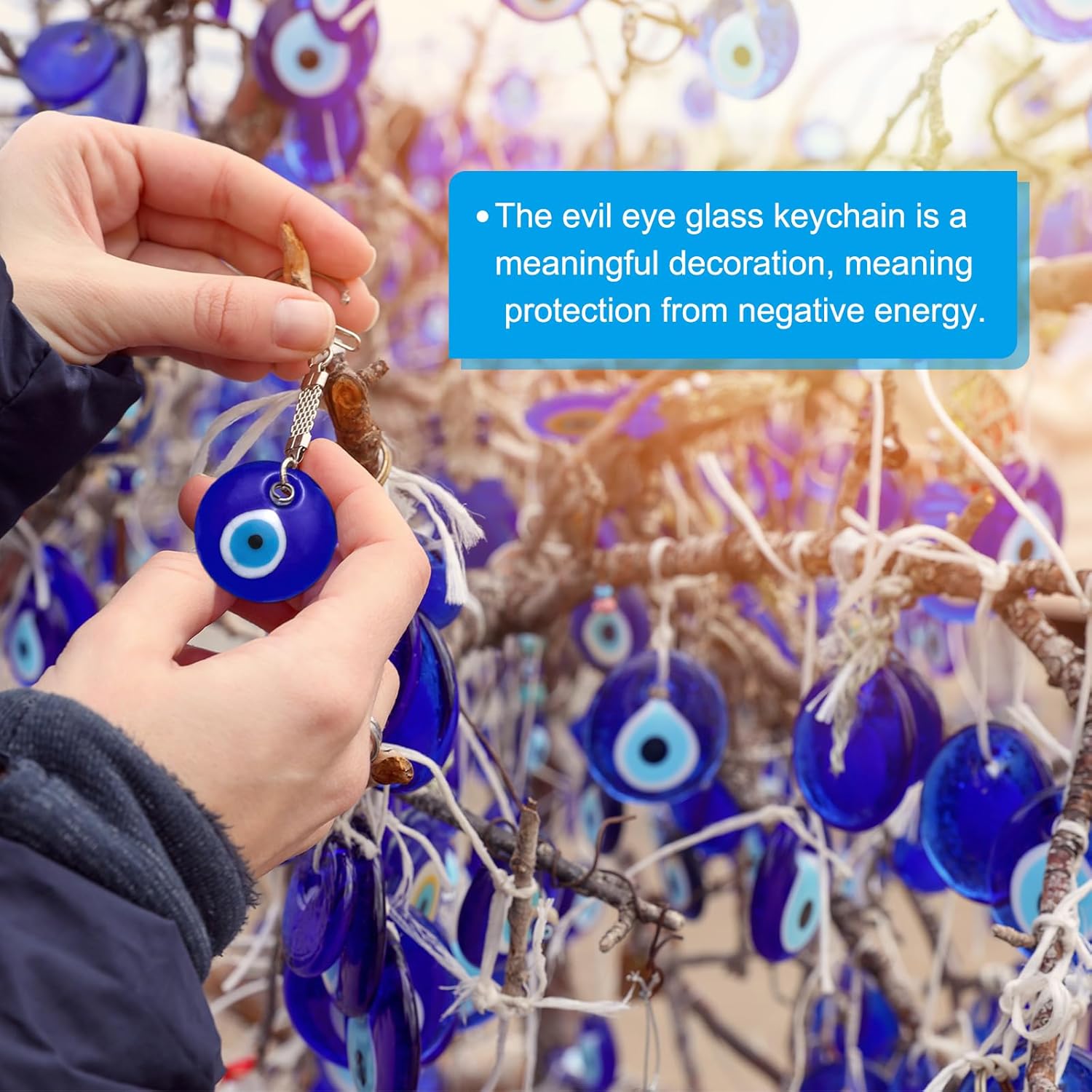 PATIKIL Evil Eye Glass Keychain Decor