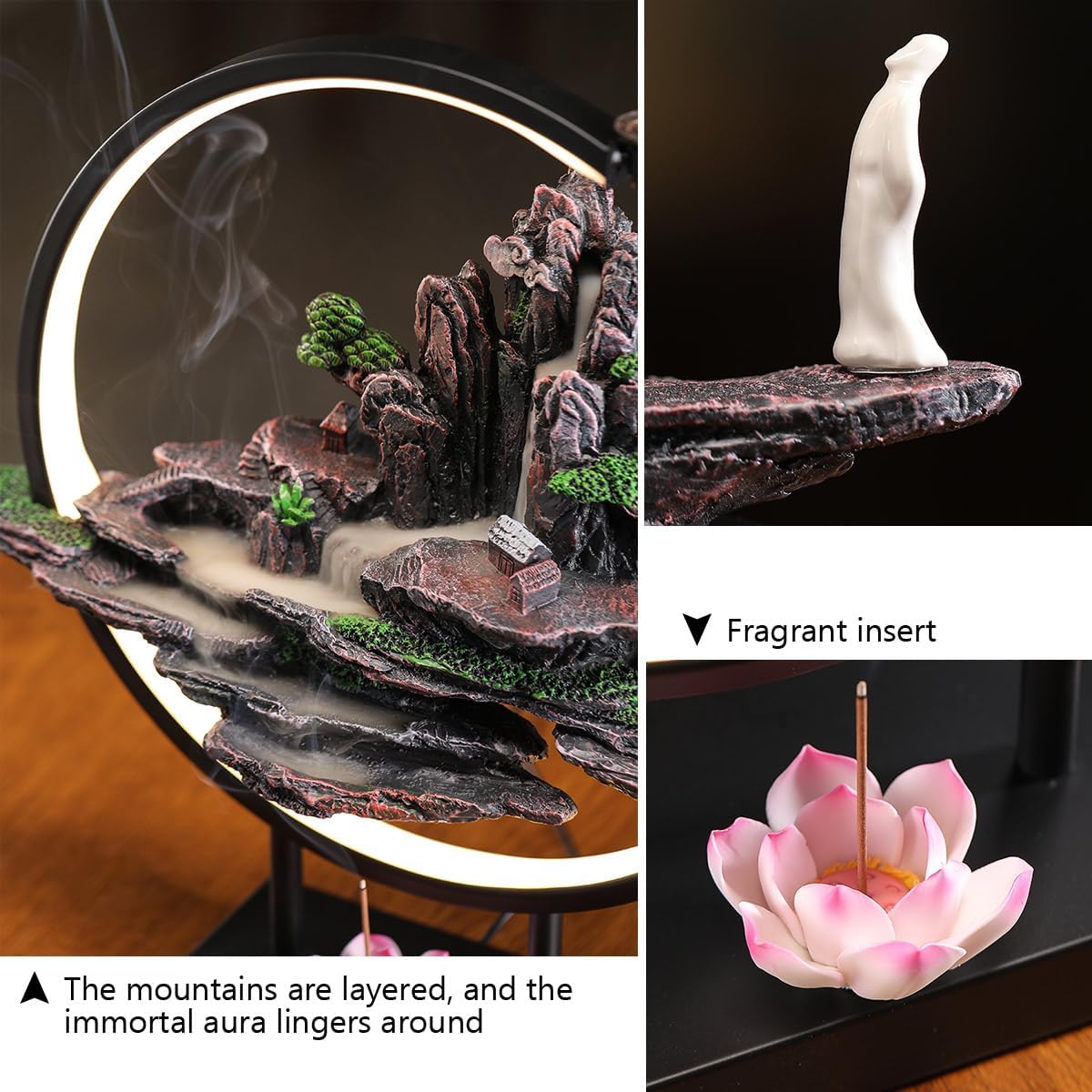 TXYXT Backflow Incense Burner with LED Light Ring