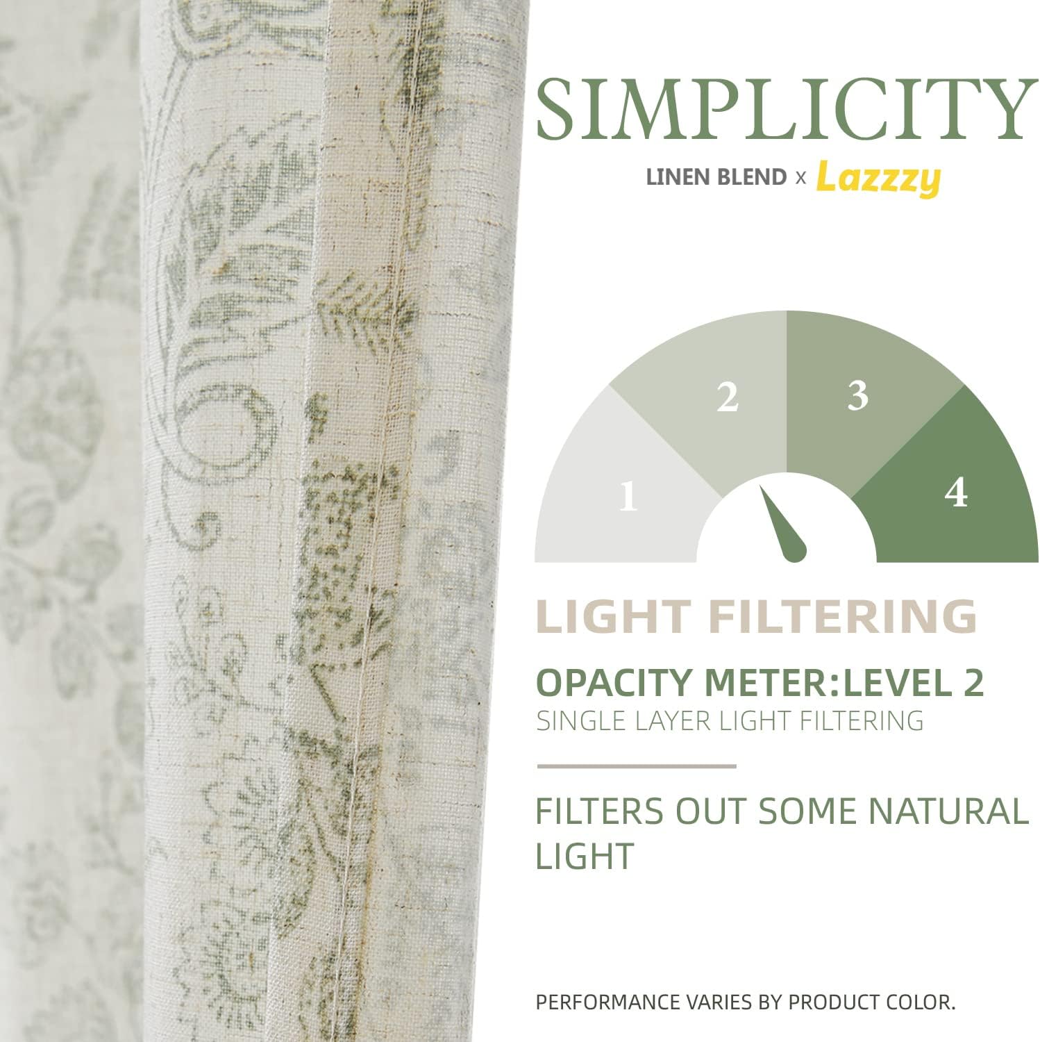 Lazzzy Linen Farmhouse Curtains 2 Panels 108 Inch Length