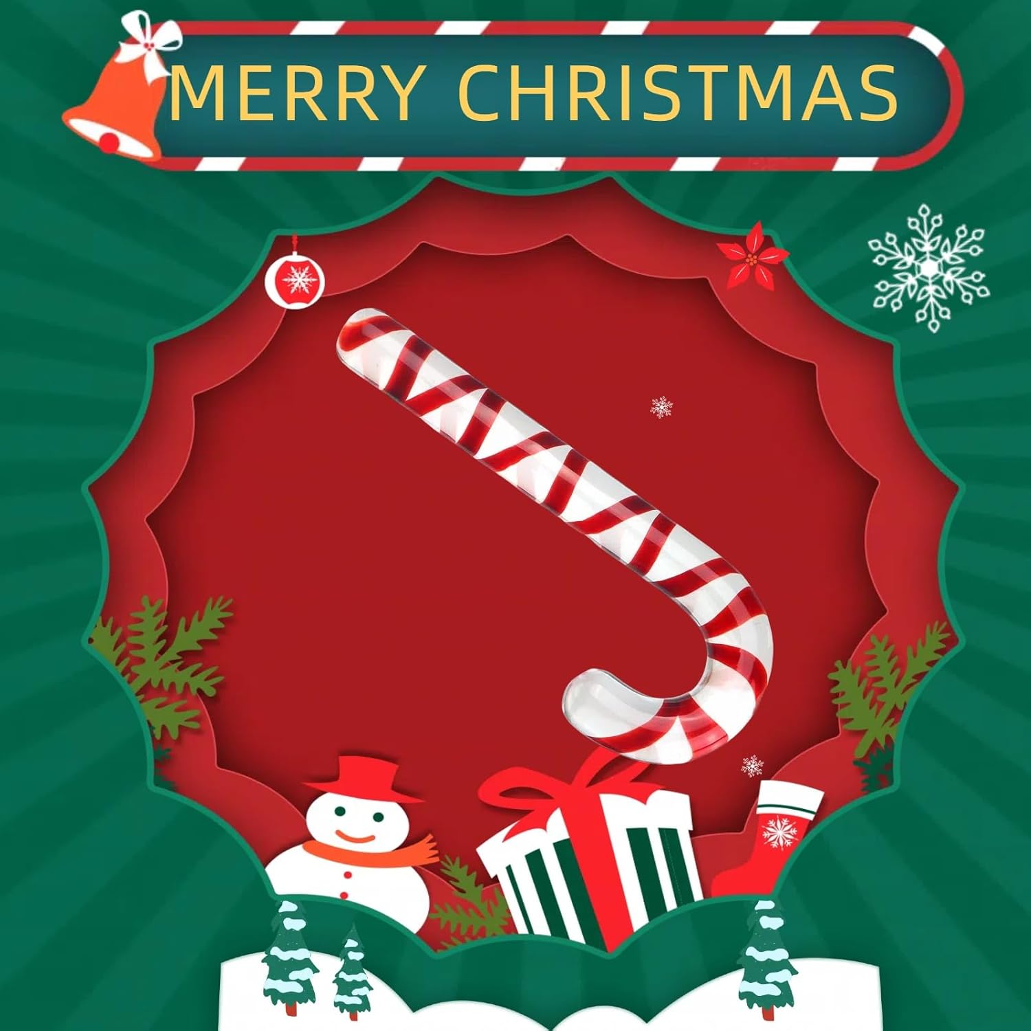 Crystal Glass Christmas Cane - 20cm for Tree Decoration