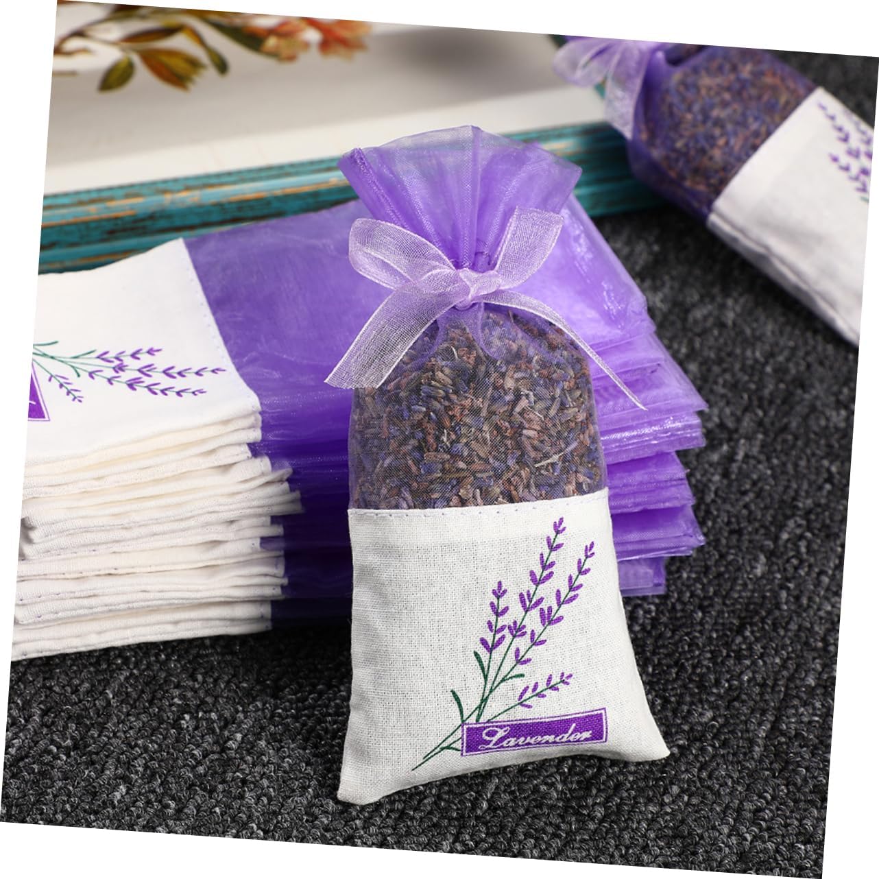 Luxshiny 50pcs Linen Lavender Sachet Bags