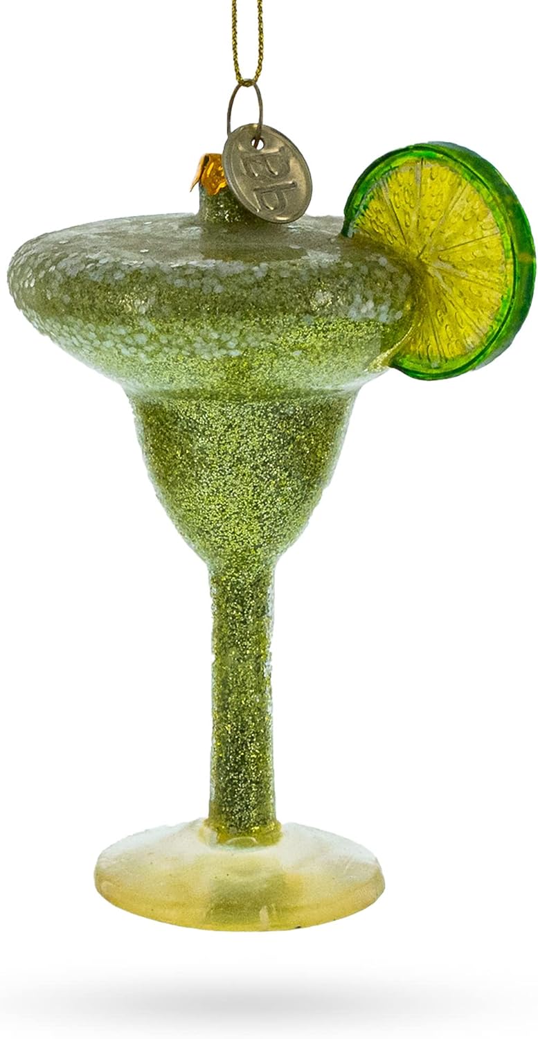 Refreshing Cocktail with Lime Blown Glass Christmas Ornament 1
