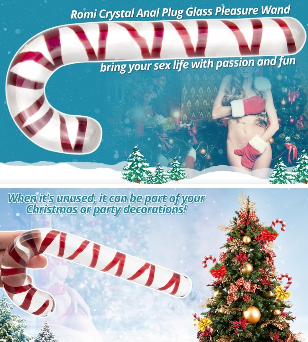 Crystal Glass Christmas Cane - 20cm for Tree Decoration