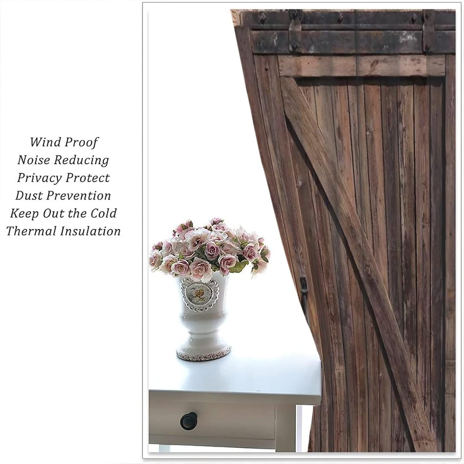Rustic Wooden Barn Door Curtains 2 Panel Set 84x84in