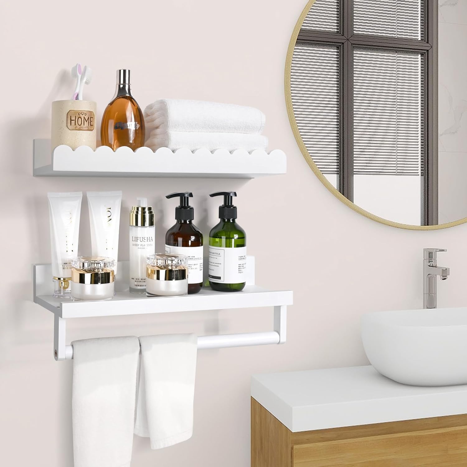 Ollieroo Set of Four Floating Bamboo Bookshelves for Wall