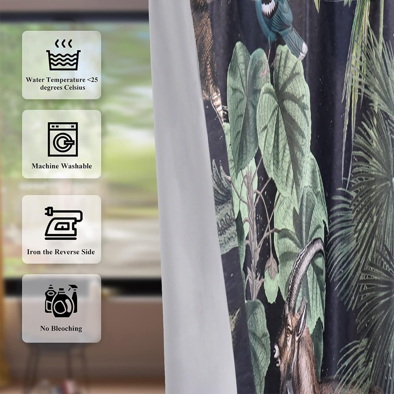 Yeele Animal Curtains Jungle Wildlife 3D Print Grommet Panels