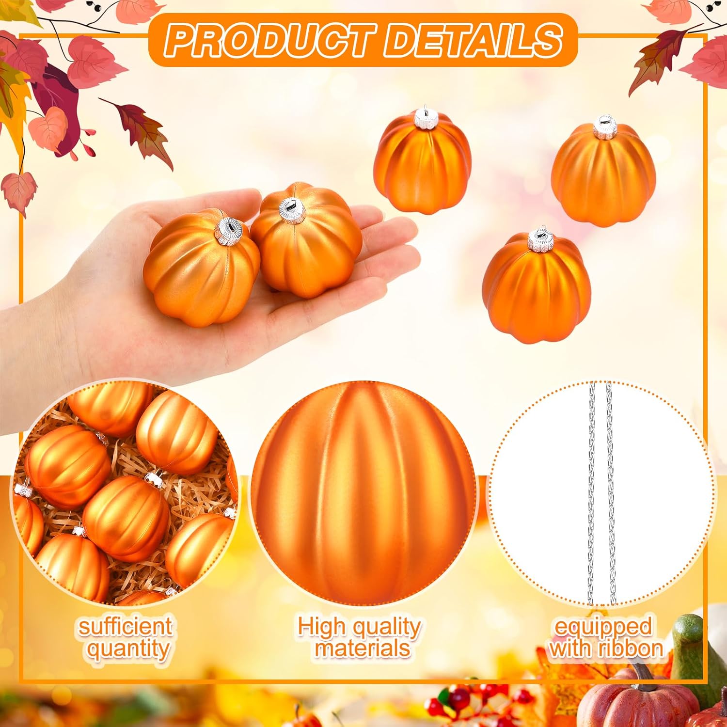 Tigeen 12 Pcs Fall Pumpkin Hanging Ornaments
