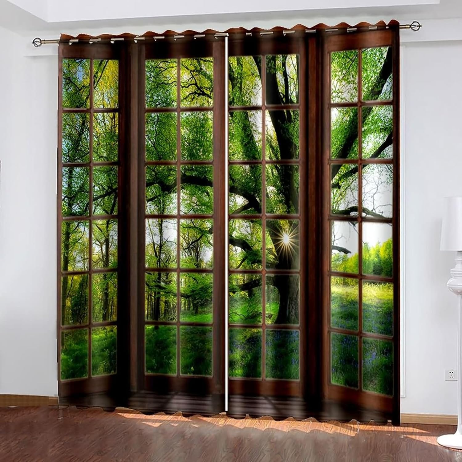 2 Panels Blackout Curtains with Eyelet and Landscape Design