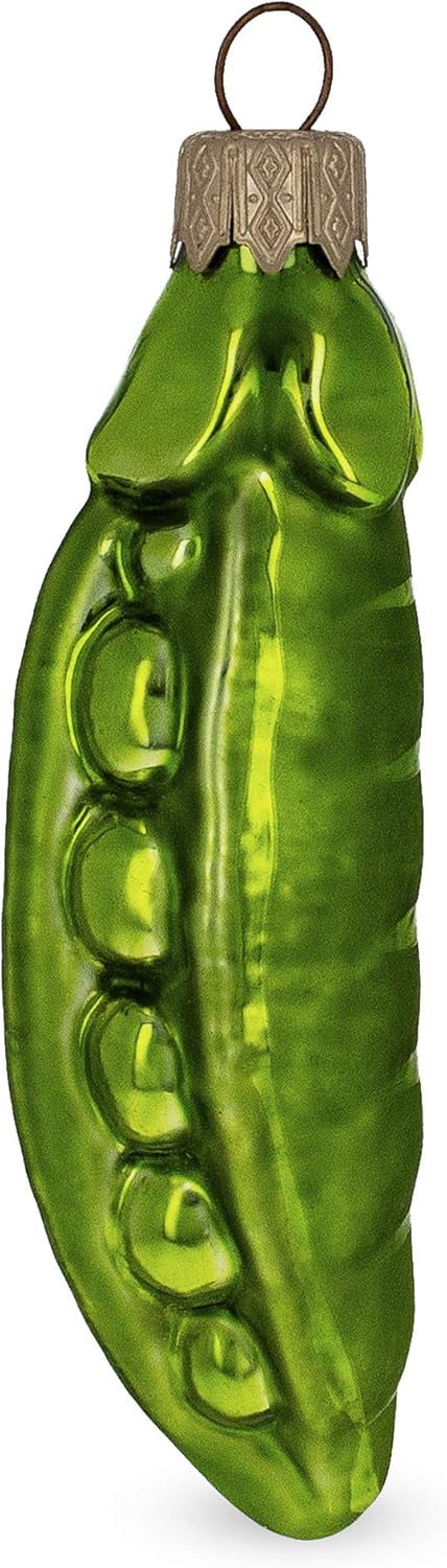 Green Peas Glass Christmas Ornament 1