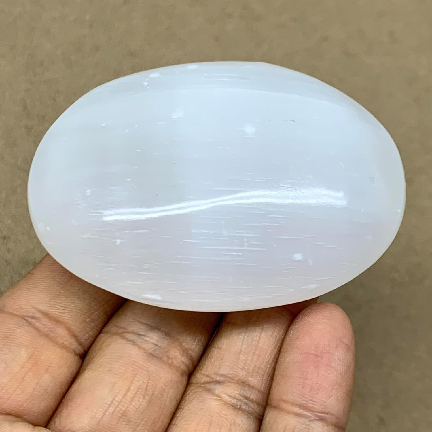 WatanGems 98g Natural Selenite Palm-Stone Crystal Pillow Shape Collectible