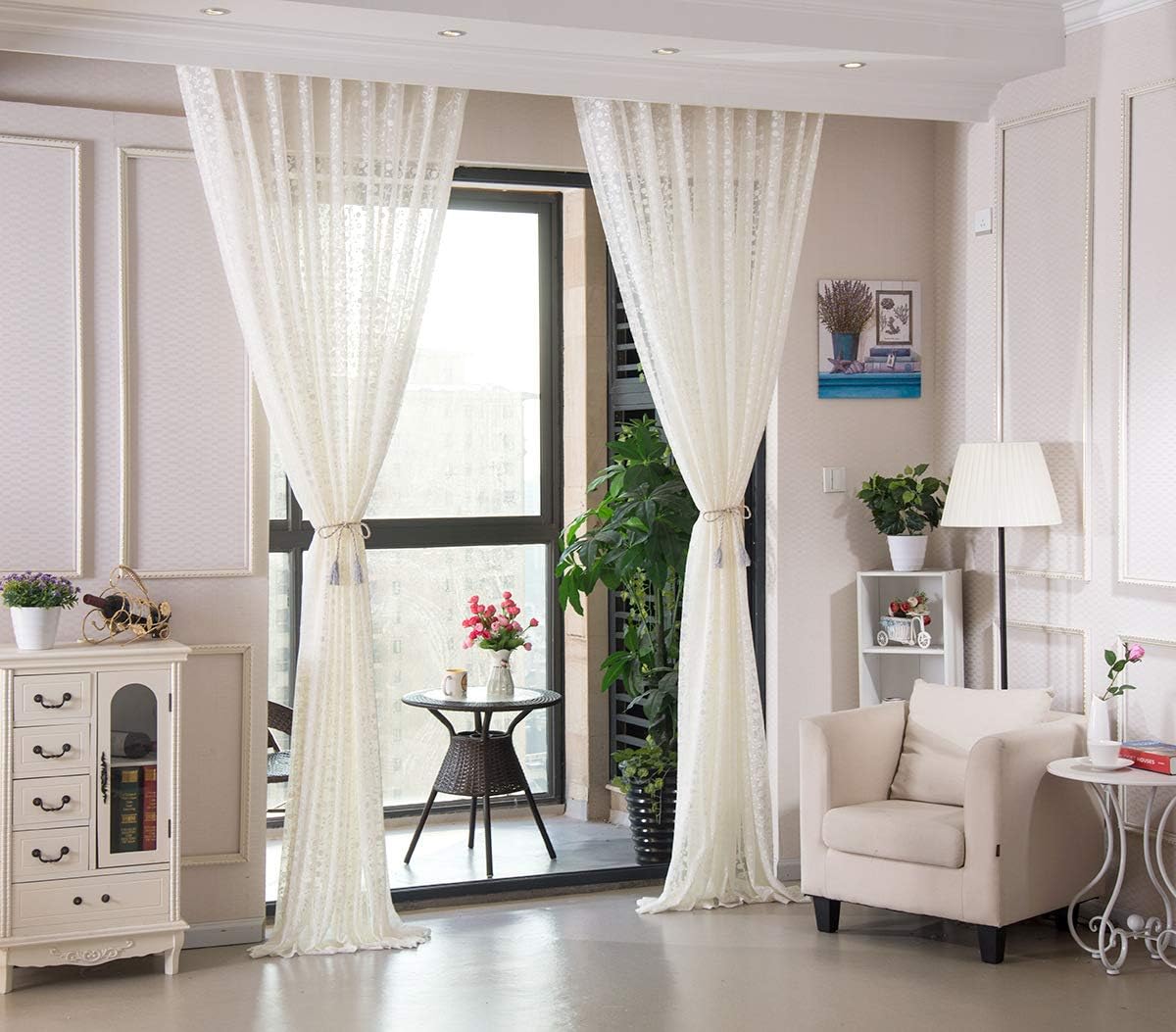 Voile Sheer Curtains with Rod Pocket for Living Room and Bedroom