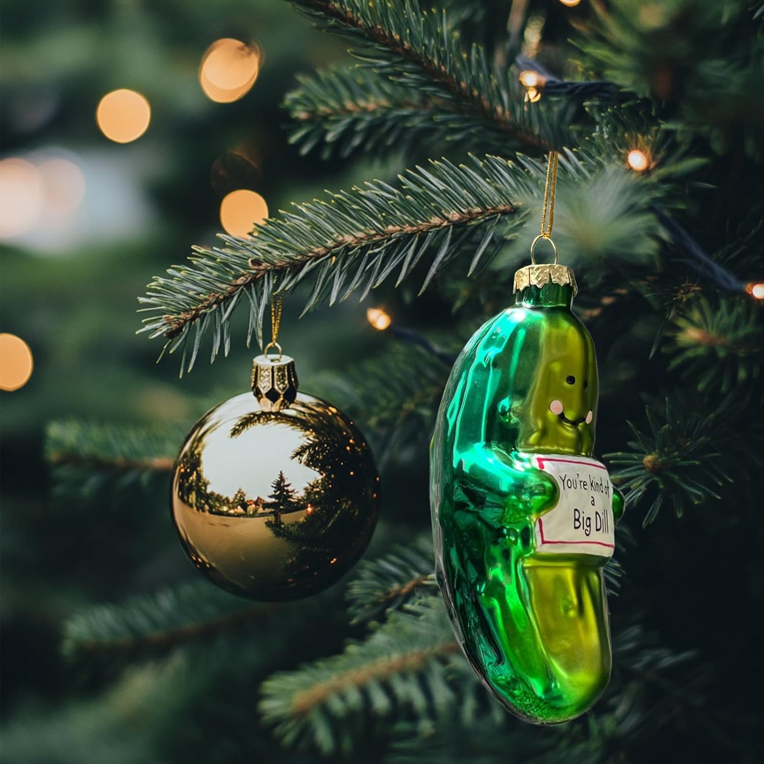 Funny Handblown Glass Pickle Ornament - Youre Kind of a Big Dill