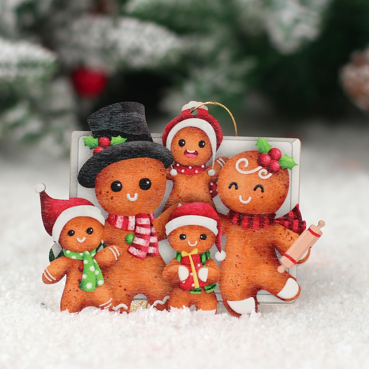 Christmas Gingerbread Man Wooden Pendant