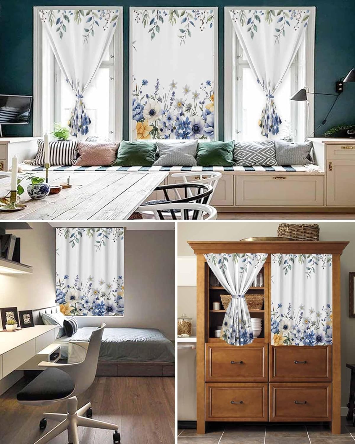 Yomandocix Eucalyptus Self Adhesive Curtains 52x84 Inches