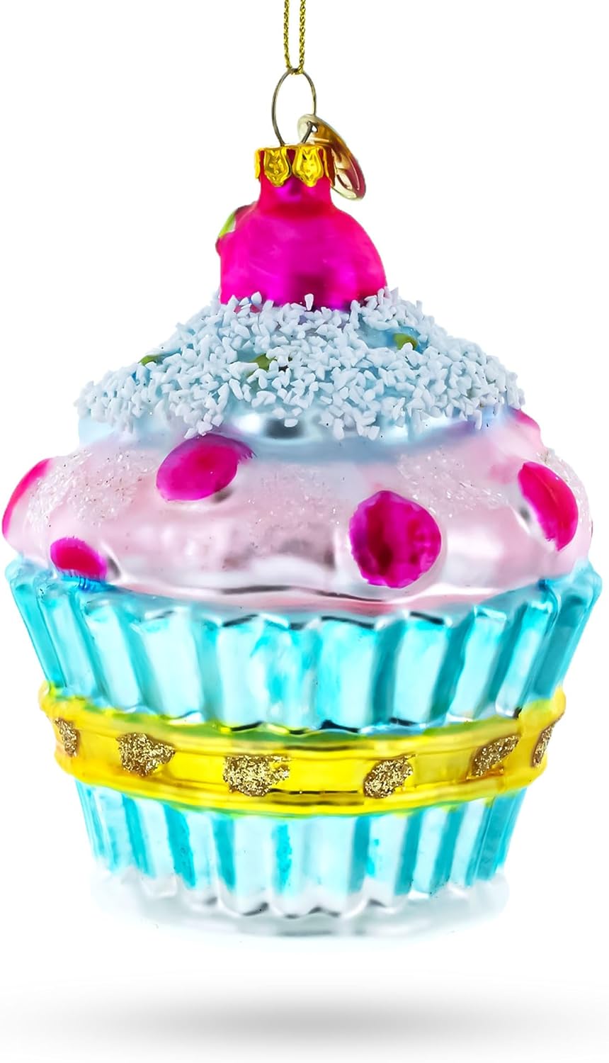 Cupcake with Glitter Accents Christmas Ornament