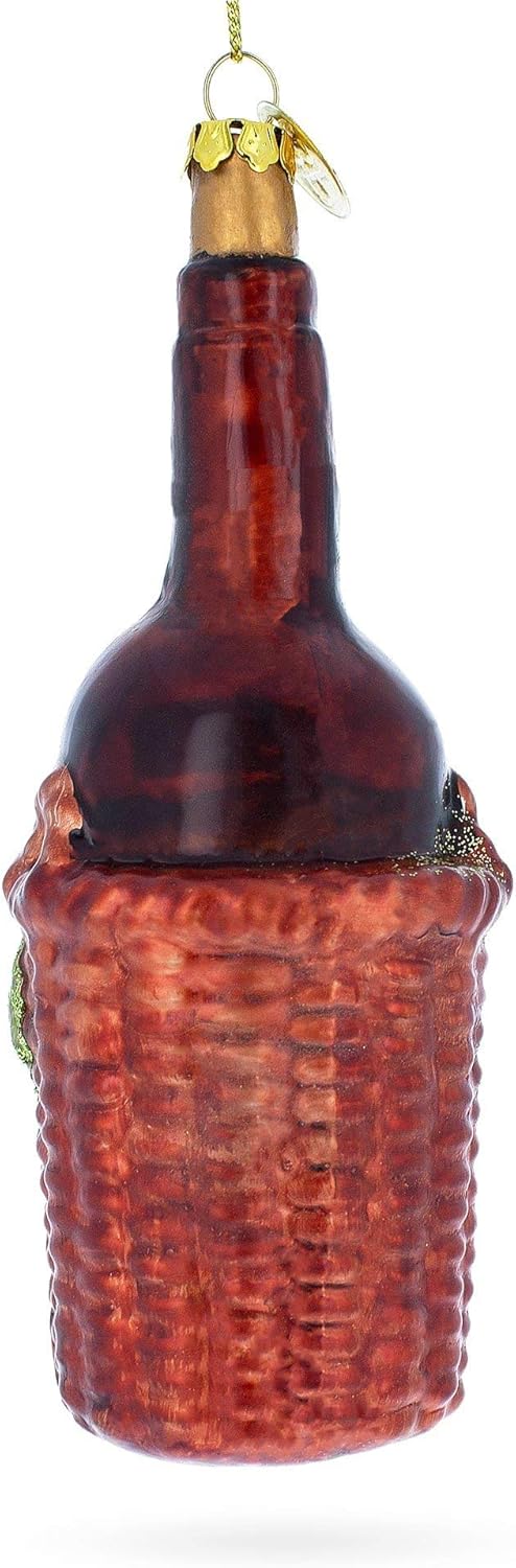Red Wine Bottle Blown Glass Christmas Ornament 1