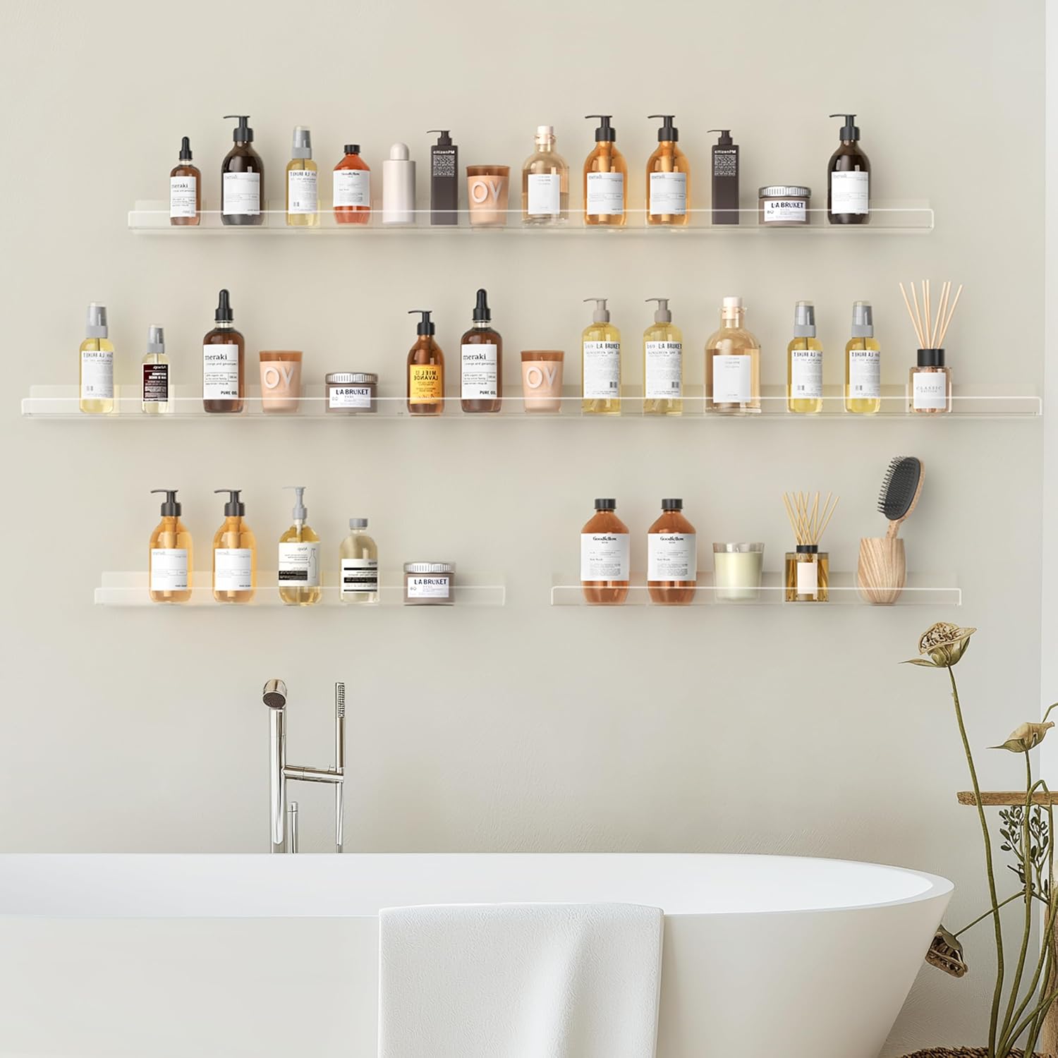 HBlife 24 Inch Floating Acrylic Shelves 2 Pack
