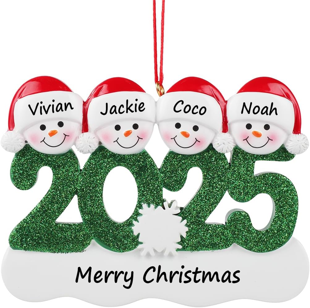Personalized Family Christmas Ornament Snowman 4 Person
