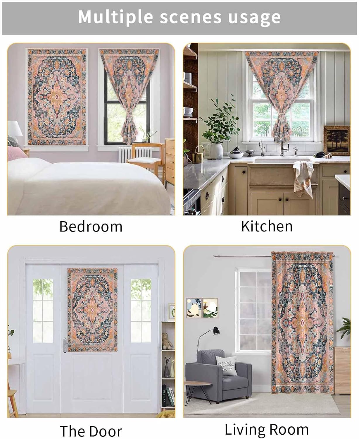 Yomandocix Orange Geometric Self Adhesive Curtains for Windows