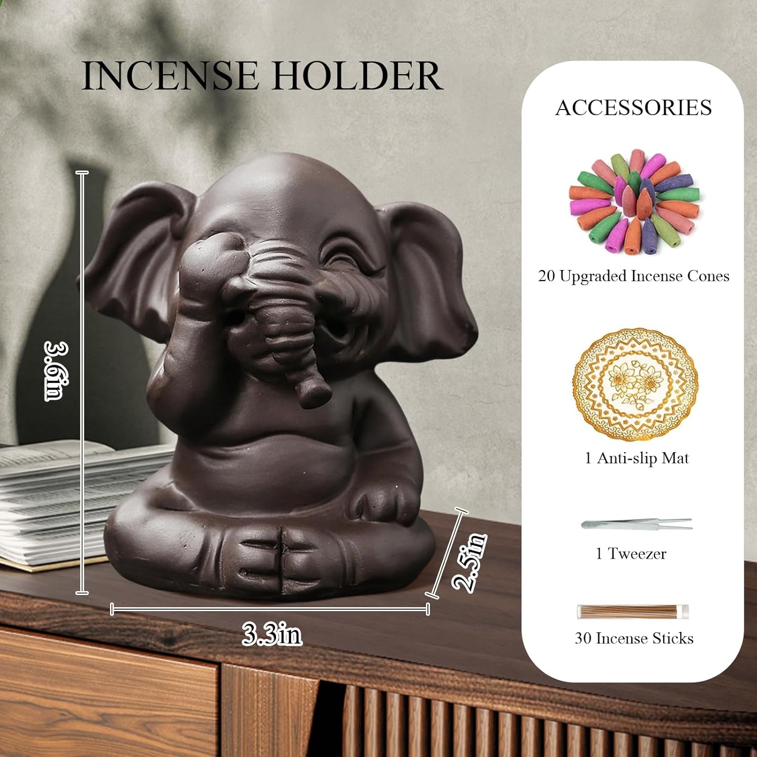 Comeon Backflow Incense Burner Set with Mat and Tweezers