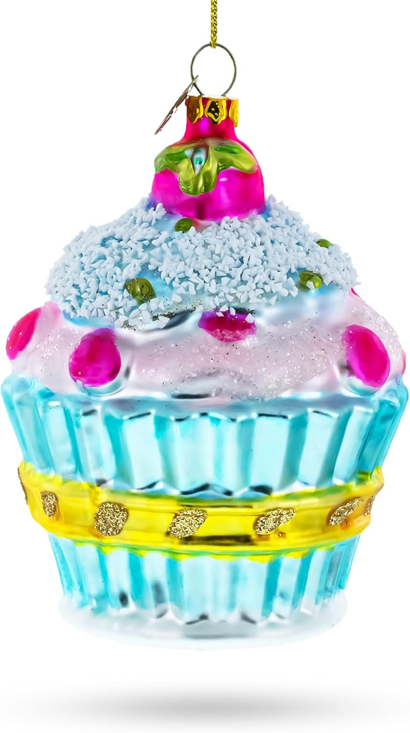 Cupcake with Glitter Accents Christmas Ornament