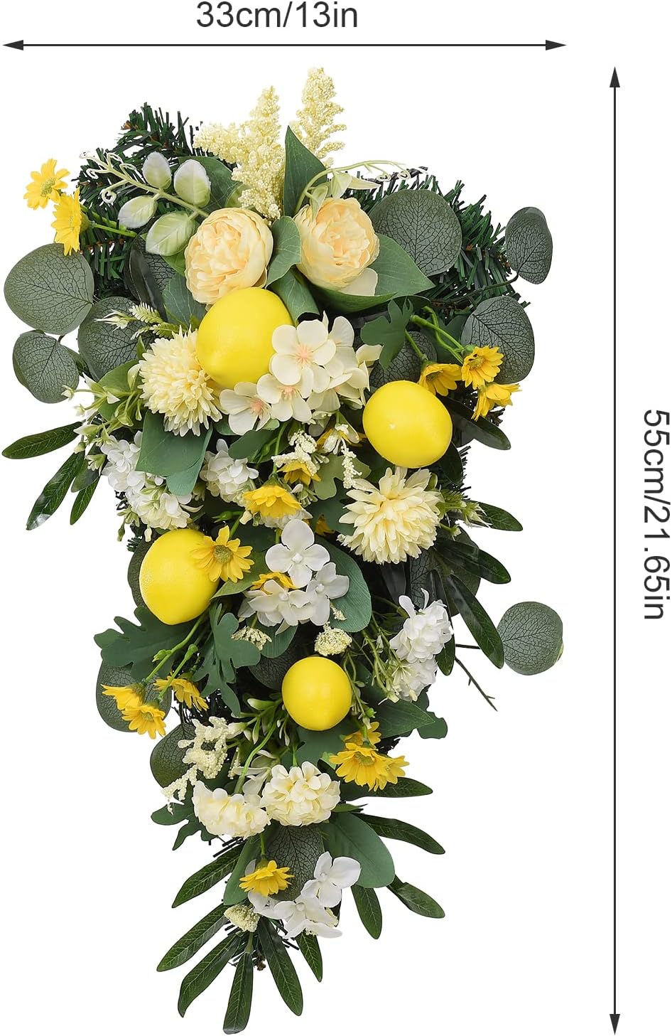 Artificial Lemon Teardrop Wreath for Christmas Decor
