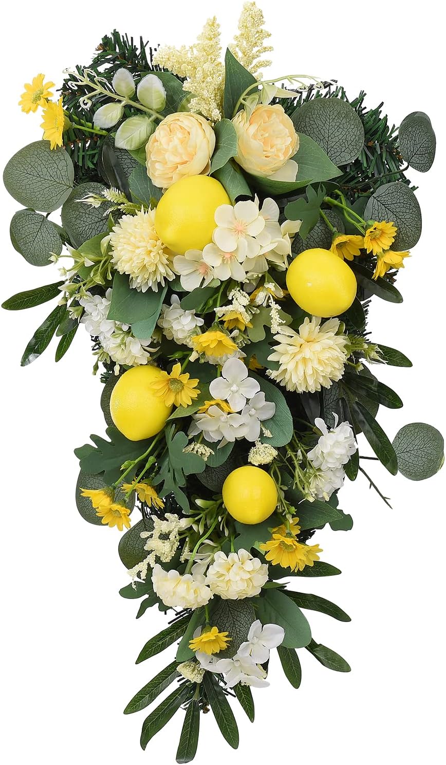 Artificial Lemon Teardrop Wreath for Christmas Decor