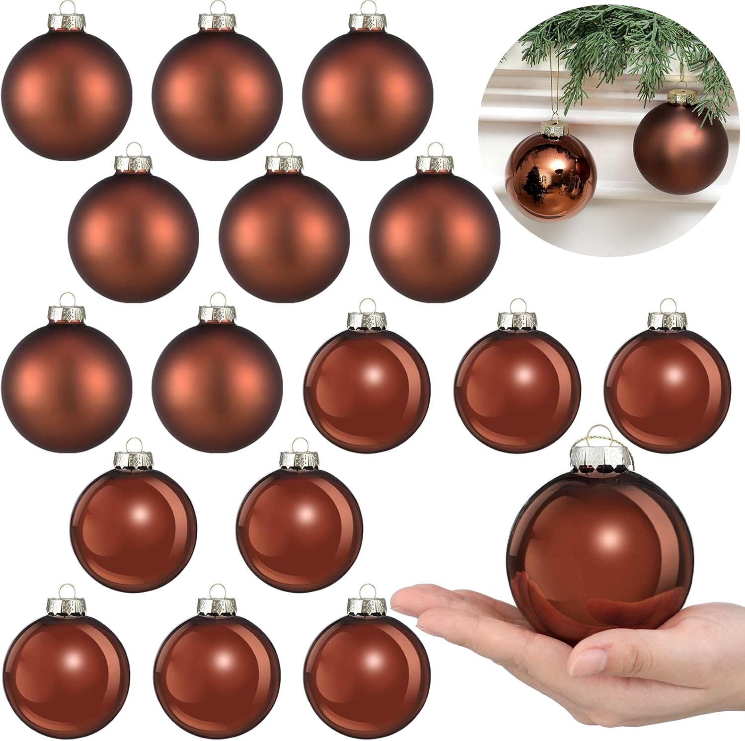 16 Pcs 315 Inch Glass Christmas Tree Decorations