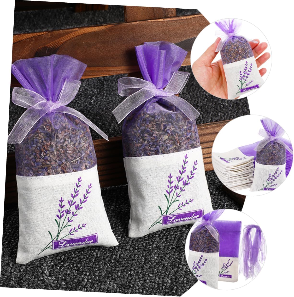 Luxshiny 50pcs Linen Lavender Sachet Bags