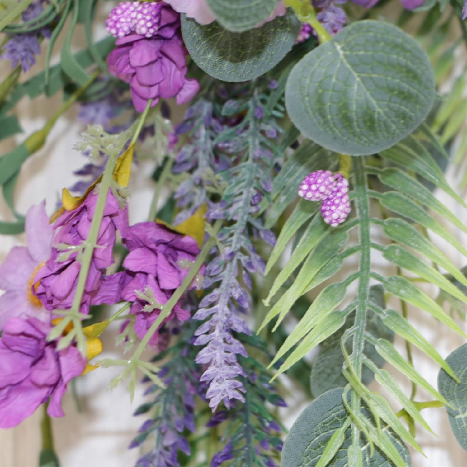 Firlar 197 Inch Artificial Daisy Wreath with Lavender and Eucalyptus