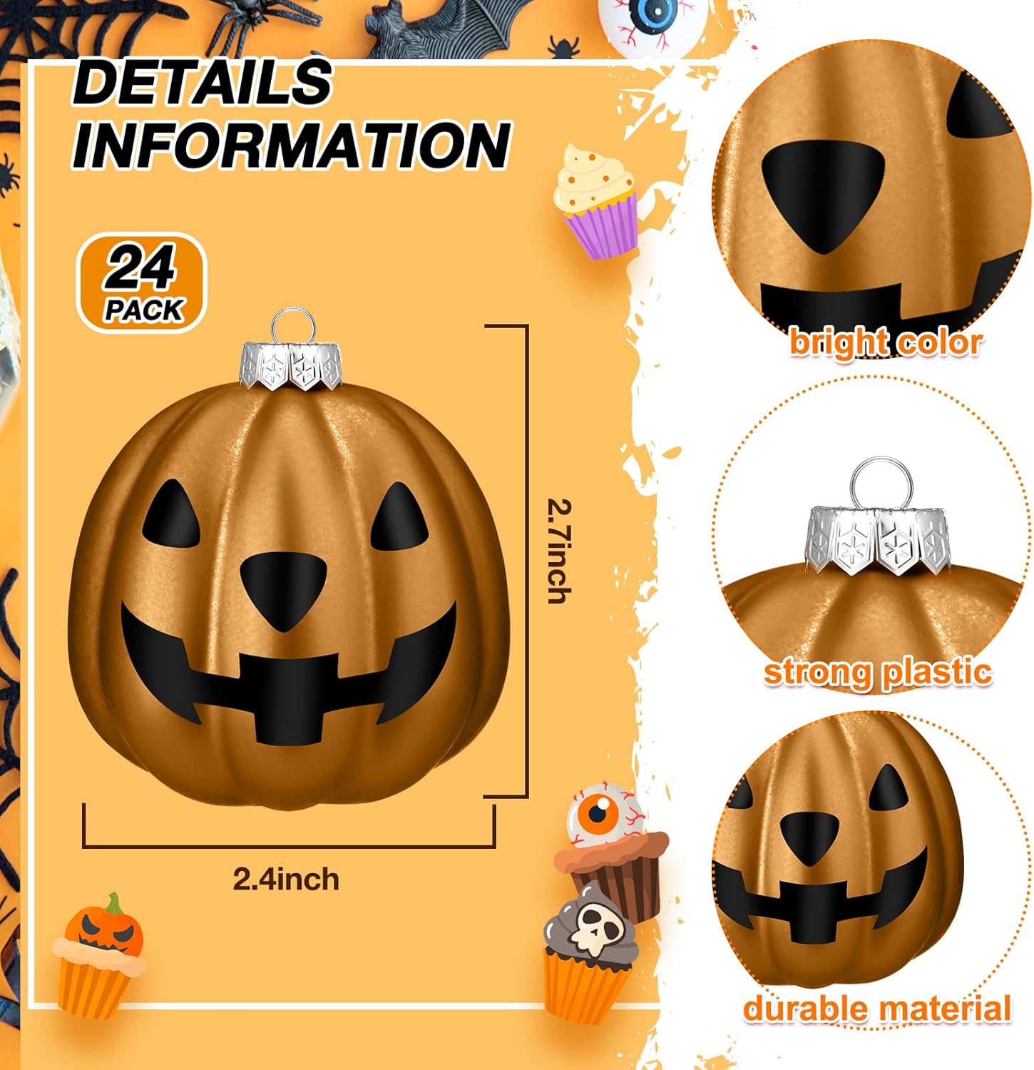 Zhanmai Halloween Pumpkin Tree Decorations 24 Pcs